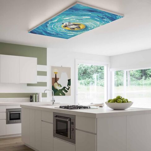 Fluorescent Light Covers, Summer Panda Magnetic Light Covers for Ceiling Lights, Blue Ocean Oil Painting Swimming Ring Fluorescent Ceiling Shade Filters for Classroom Bedroom Office 4x2Ft x 2PCS in Kuwait