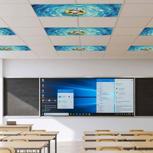 Fluorescent Light Covers, Summer Panda Magnetic Light Covers for Ceiling Lights, Blue Ocean Oil Painting Swimming Ring Fluorescent Ceiling Shade Filters for Classroom Bedroom Office 4x2Ft x 2PCS in Kuwait