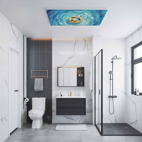 Fluorescent Light Covers, Summer Panda Magnetic Light Covers for Ceiling Lights, Blue Ocean Oil Painting Swimming Ring Fluorescent Ceiling Shade Filters for Classroom Bedroom Office 4x2Ft x 2PCS in Kuwait