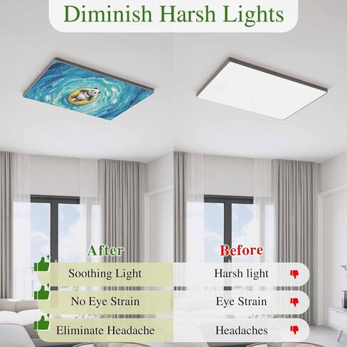 Fluorescent Light Covers, Summer Panda Magnetic Light Covers for Ceiling Lights, Blue Ocean Oil Painting Swimming Ring Fluorescent Ceiling Shade Filters for Classroom Bedroom Office 4x2Ft x 2PCS in Kuwait