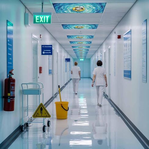 Fluorescent Light Covers, Summer Panda Magnetic Light Covers for Ceiling Lights, Blue Ocean Oil Painting Swimming Ring Fluorescent Ceiling Shade Filters for Classroom Bedroom Office 4x2Ft x 2PCS in Kuwait