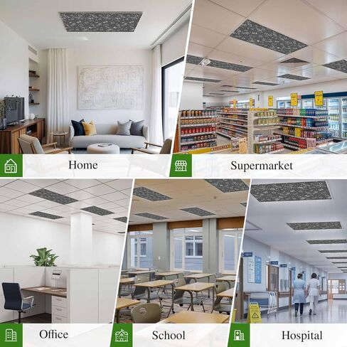 Fluorescent Light Covers, Grey Cartoon Space Magnetic Light Covers for Ceiling Lights, Star Spacecraft Rocket Meteorite Fluorescent Ceiling Shade Filters for Classroom Bedroom Office 4x2Ft x 3PCS in Kuwait