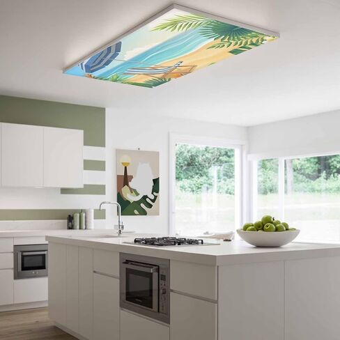 Fluorescent Light Covers, Coastal Beach Magnetic Light Covers for Ceiling Lights, Cartoon Summer Ocean Chairs Sky Blue Waves Fluorescent Ceiling Shade Filters for Classroom Bedroom Office 4x2Ft x 4PCS in Kuwait