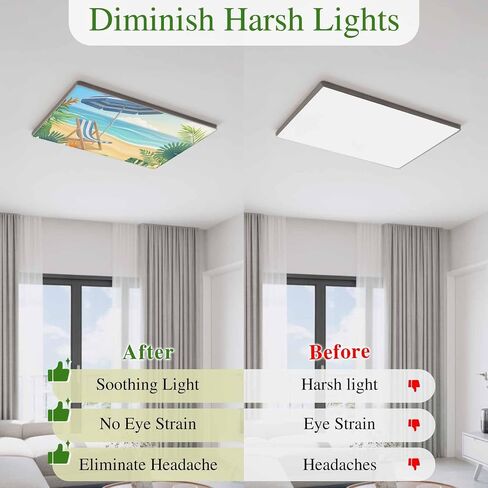 Fluorescent Light Covers, Coastal Beach Magnetic Light Covers for Ceiling Lights, Cartoon Summer Ocean Chairs Sky Blue Waves Fluorescent Ceiling Shade Filters for Classroom Bedroom Office 4x2Ft x 4PCS in Kuwait