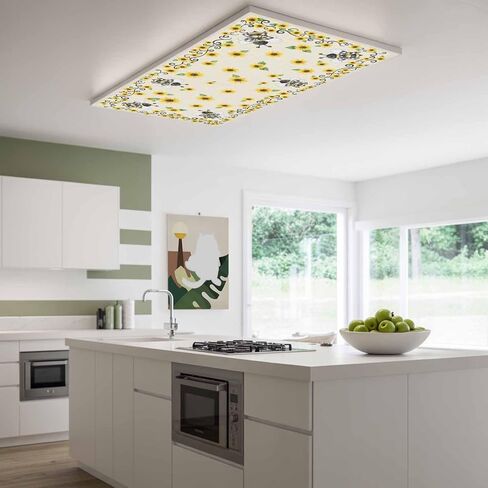 Fluorescent Light Covers, Sunflowers Bee Magnetic Light Covers for Ceiling Lights, Summer Watercolor Farmhouse Country on Linen Fluorescent Ceiling Shade for Classroom Bedroom Office 4x2Ft x 1PCS in Kuwait