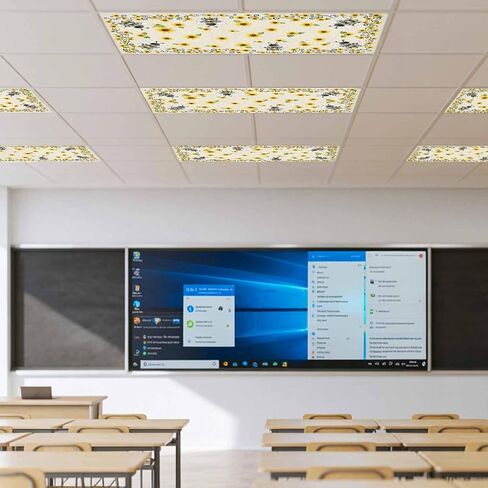 Fluorescent Light Covers, Sunflowers Bee Magnetic Light Covers for Ceiling Lights, Summer Watercolor Farmhouse Country on Linen Fluorescent Ceiling Shade for Classroom Bedroom Office 4x2Ft x 1PCS in Kuwait