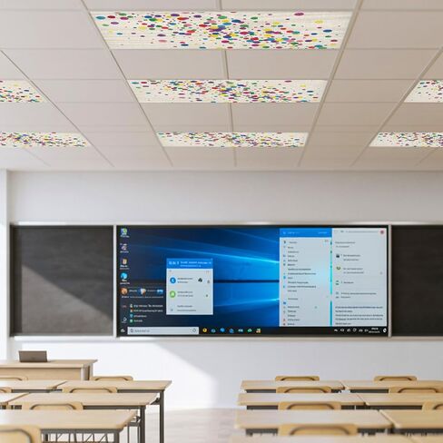 Fluorescent Light Covers, Colorful Polka Dot Magnetic Light Covers for Ceiling Lights, Cartoon Cute Abstract Graffiti Beige Fluorescent Ceiling Shade Filters for Classroom Bedroom Office 4x2Ft x 3PCS in Kuwait