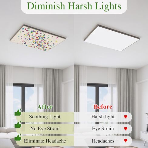Fluorescent Light Covers, Colorful Polka Dot Magnetic Light Covers for Ceiling Lights, Cartoon Cute Abstract Graffiti Beige Fluorescent Ceiling Shade Filters for Classroom Bedroom Office 4x2Ft x 3PCS in Kuwait