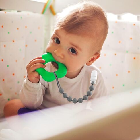 6-Pack Silicone Pacifier Clips for Baby Boys and Girls - One-Piece Beads, Rust-Free Holders, Teething Relief, Baby Necessities, Newborn Safe Baby Essentials in Kuwait