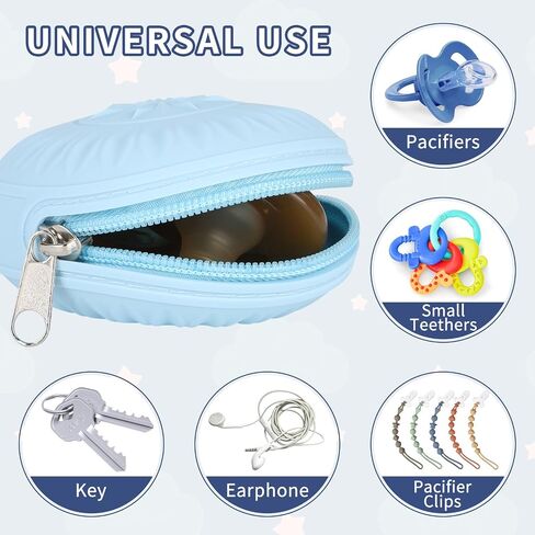 senbowe 2 Pack Silicone Pacifier Holder Case, Newborn Baby Portable Silicone Pacifier Case Cover Pouch for Diaper Bag in Kuwait