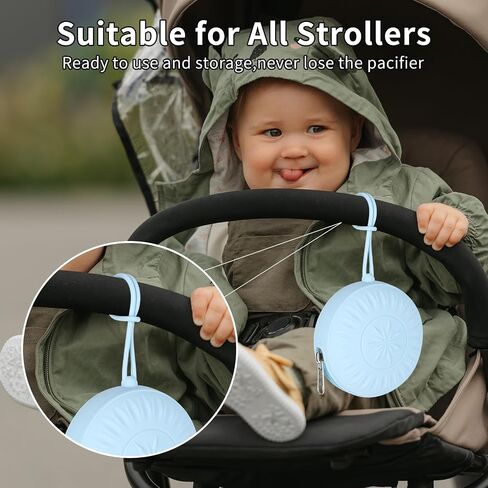 senbowe 2 Pack Silicone Pacifier Holder Case, Newborn Baby Portable Silicone Pacifier Case Cover Pouch for Diaper Bag in Kuwait