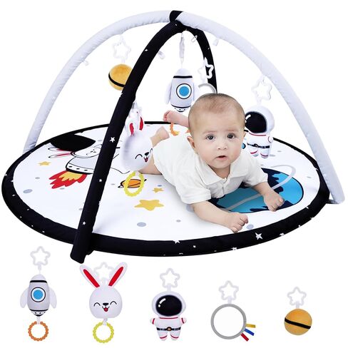 Lovvie & Joy Baby Play Activity Gym Tummy Time Mat for Infant,Baby Gyms & Playmats for Babies 0 to 3 6 9 12 Months with 5 Toys for Early Sensory Exploration and Motor Skill Development in Kuwait