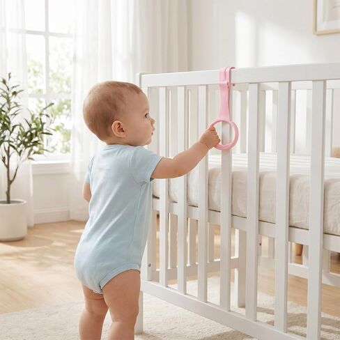 iplusmile 4Pcs Baby Pull up Rings for Playpen, Crib Pull up Rings | Playpen Accessories for Help Stand Up Walking Exercises Assistant Tool Newborn (Pink) in Kuwait