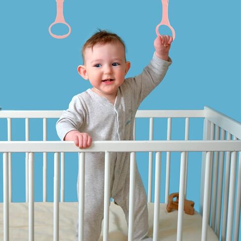 iplusmile 4Pcs Baby Pull up Rings for Playpen, Crib Pull up Rings | Playpen Accessories for Help Stand Up Walking Exercises Assistant Tool Newborn (Pink) in Kuwait