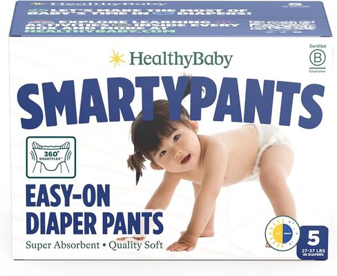 HealthyBaby Non-Toxic Training Pants Toddler Diapers - Size 4, 46 Count | EWG Verified & Microbiome-Friendly. Easy pull-on & tear-away design. Plant-derived materials. 12-hour leak protection. TCF. in Kuwait