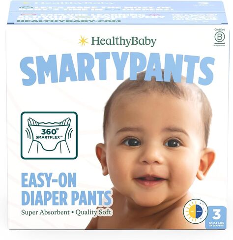 HealthyBaby Non-Toxic Training Pants Toddler Diapers - Size 4, 46 Count | EWG Verified & Microbiome-Friendly. Easy pull-on & tear-away design. Plant-derived materials. 12-hour leak protection. TCF. in Kuwait