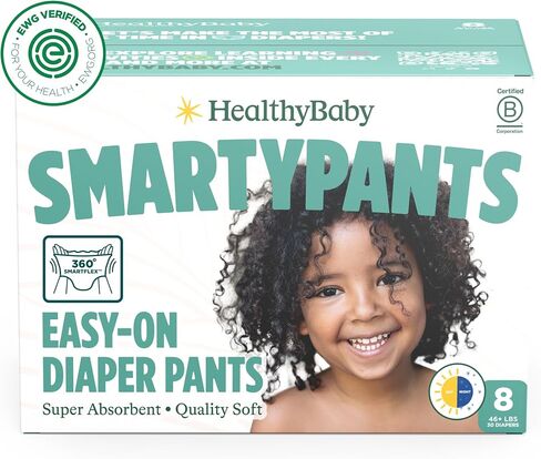 HealthyBaby Non-Toxic Training Pants Toddler Diapers - Size 4, 46 Count | EWG Verified & Microbiome-Friendly. Easy pull-on & tear-away design. Plant-derived materials. 12-hour leak protection. TCF. in Kuwait