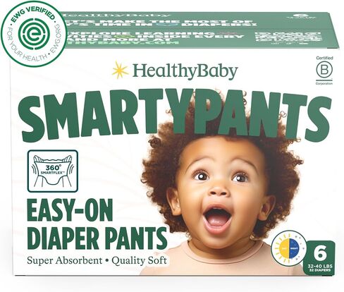 HealthyBaby Non-Toxic Training Pants Toddler Diapers - Size 4, 46 Count | EWG Verified & Microbiome-Friendly. Easy pull-on & tear-away design. Plant-derived materials. 12-hour leak protection. TCF. in Kuwait