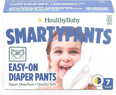 HealthyBaby Non-Toxic Training Pants Toddler Diapers - Size 4, 46 Count | EWG Verified & Microbiome-Friendly. Easy pull-on & tear-away design. Plant-derived materials. 12-hour leak protection. TCF. in Kuwait