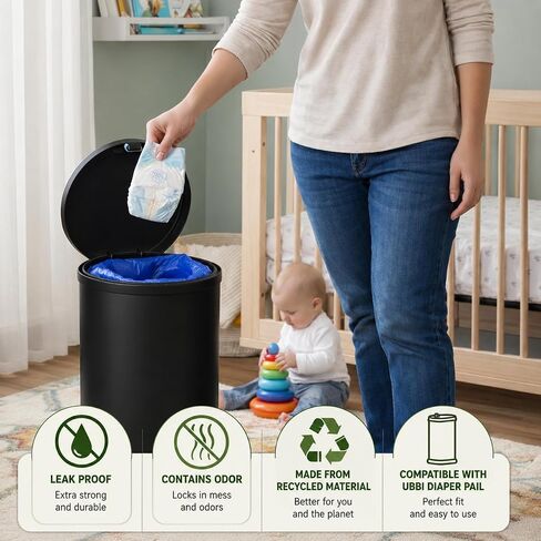 Disposable Diaper Pail Refill Bags (100 Bags) Compatible with Ubbi Diaper Bag Pail 13 Gal Capacity Diaper Pail Bag Medium Kitchen Trash Bag Heavy Duty Large Garbage Bag (100 ct.) in Kuwait