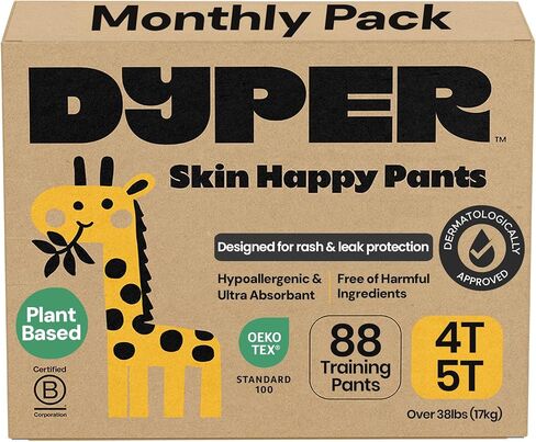 DYPER Toddler Training Pants 4T-5T for Boys & Girls Hypoallergenic,Unscented, Plant-Based & Perfect for Sensitive Skin, Leakproof Potty Training Pants for Day & Overnight Protection in Kuwait
