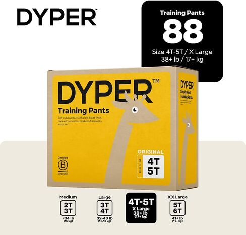DYPER Toddler Training Pants 4T-5T for Boys & Girls Hypoallergenic,Unscented, Plant-Based & Perfect for Sensitive Skin, Leakproof Potty Training Pants for Day & Overnight Protection in Kuwait