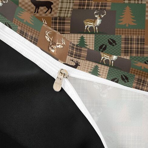 Feelyou Wild Deer Duvet Cover Toddler Size Farmhouse Theme Bedding Set for Boys Girls Vintage Retro Comforter Cover Green Brown Checkered Bedroom Decor 2Pcs No Comforter with 1 Pillowcase in Kuwait