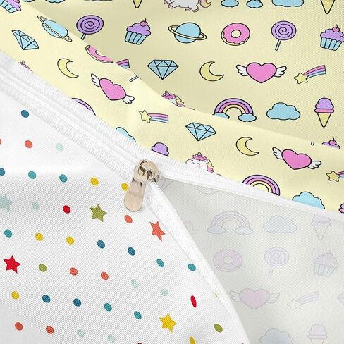jejeloiu Cartoon Unicorn Duvet Cover Toddler Size Cute Rainbow Donuts Bedding Set Breathable Soft Princess Style Comforter Cover 2Pcs Bedroom Decor in Kuwait