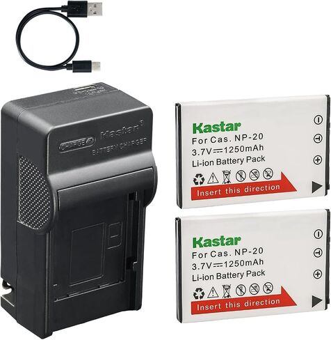 Kastar 3-Pack Battery and AC & USB-C Charger, Compatible with Casio NP-20 Battery, Exilim EX-S500 EX-S600 EX-S770 EX-S880 EX-Z60 EX-Z65 EX-Z70 EX-Z75 EX-Z77 EX-M1 EX-M2 EX-M20 and EX-Z Series Camera in Kuwait