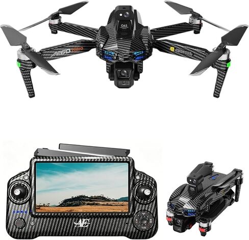 AE60 Ultra Drone with Camera for Adults, 3 Batteries,Carbon Fiber, | 4K Video and 8K Photo,3-Axis Mechanical Gimbal, 7.2" Touch Screen Remote,360 Laser Obstacle Avoidance,800g Payload in Kuwait