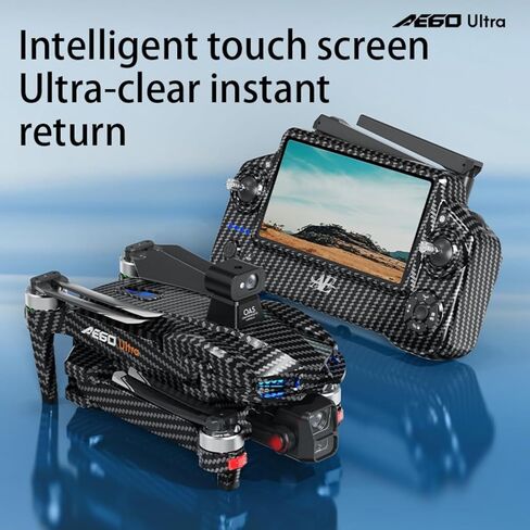 AE60 Ultra Drone with Camera for Adults, 3 Batteries,Carbon Fiber, | 4K Video and 8K Photo,3-Axis Mechanical Gimbal, 7.2" Touch Screen Remote,360 Laser Obstacle Avoidance,800g Payload in Kuwait