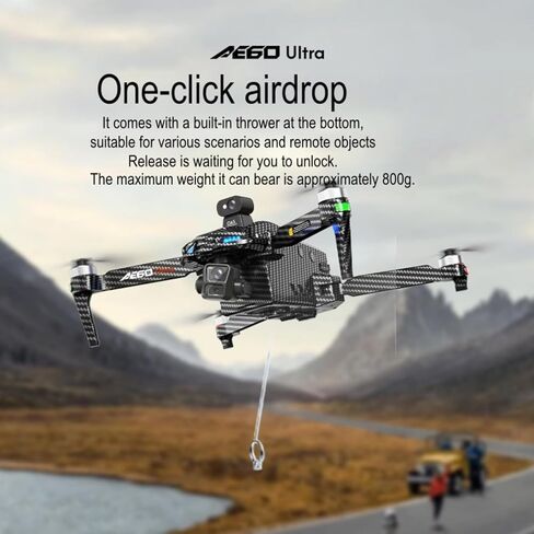AE60 Ultra Drone with Camera for Adults, 3 Batteries,Carbon Fiber, | 4K Video and 8K Photo,3-Axis Mechanical Gimbal, 7.2" Touch Screen Remote,360 Laser Obstacle Avoidance,800g Payload in Kuwait