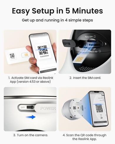REOLINK 4K Solar Security Cameras Wireless Outdoor, 4G LTE Cellular Camera | Smart Auto Tracking & Pan Tilt without Blind Spots, Spotlight Color Night Vision, Local/Optional Cloud Storage, Easy Setup in Kuwait