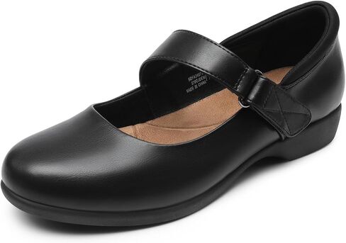 DREAM PAIRS Women's Mary Jane Flats Ankle Strap Shoes,Black,9W | 3D Memory Foam Insole, Lightweight TPR Outsole, Breathable Lining, Adjustable Strap Slip-on Wear, All-day Support in Kuwait