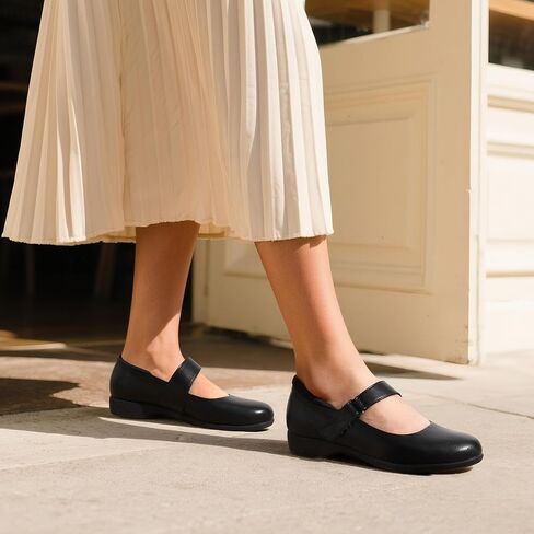 DREAM PAIRS Women's Mary Jane Flats Ankle Strap Shoes,Black,9W | 3D Memory Foam Insole, Lightweight TPR Outsole, Breathable Lining, Adjustable Strap Slip-on Wear, All-day Support in Kuwait