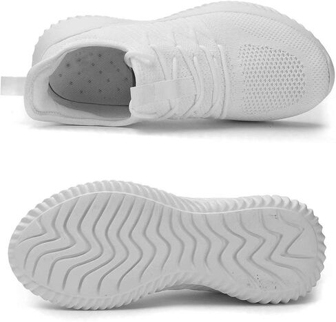 Womens Ladies Walking Running Shoes Slip On Lightweight Casual Tennis Sneakers Girls Kids Zapatos de Mujer White in Kuwait