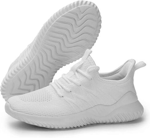 Womens Ladies Walking Running Shoes Slip On Lightweight Casual Tennis Sneakers Girls Kids Zapatos de Mujer White in Kuwait