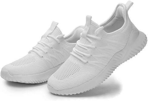 Womens Ladies Walking Running Shoes Slip On Lightweight Casual Tennis Sneakers Girls Kids Zapatos de Mujer White in Kuwait