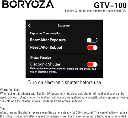 GTV-100 Auto Focus Adapter Compatible with Fujifilm G Mount Lens to CFV100C CFVII50C in Kuwait