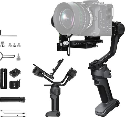 ZHIYUN Crane 4E Camera Gimbal Stabilizer for Canon/Nikon/Sony with Tripod | Handheld 3 Axis DSLR Gimbal Stabilizer, Native Vertical Shooting, Video Recording, Specialty Expansion, Light Gray in Kuwait