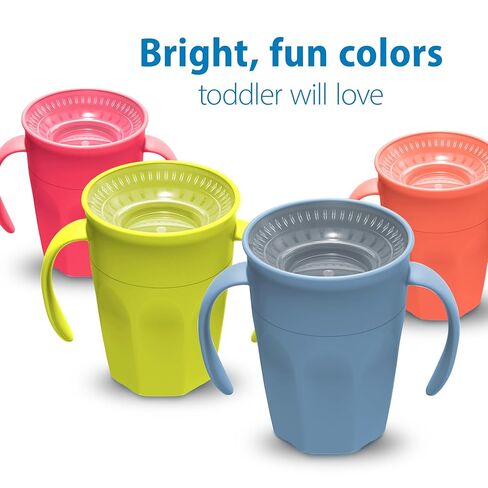 Dr. Brown's Milestones Cheers 360 Spoutless Transition Cup with Handles, Travel Friendly and Leak Free Sippy for Babies and Toddlers, Blue and Pink, BPA-Free, 7 oz/200 mL, 6m+ in Kuwait