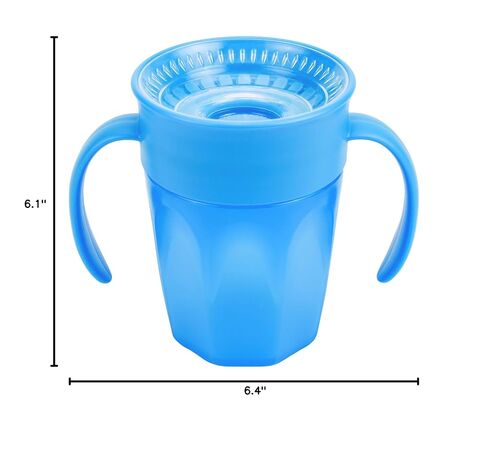 Dr. Brown's Milestones Cheers 360 Spoutless Transition Cup with Handles, Travel Friendly and Leak Free Sippy for Babies and Toddlers, Blue and Pink, BPA-Free, 7 oz/200 mL, 6m+ in Kuwait