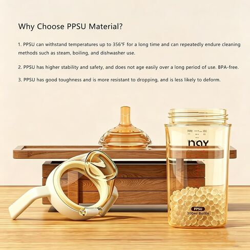 yanyoyo PPSU Spill Proof Weighted Sippy Cup for Toddlers, Baby's First Straw Cup with Handles and Adjustable Strap, Learner Water Bottle with 2 Silicone Nipples BPA Free, 6+ Months (Brown 10oz 1 Pack) in Kuwait
