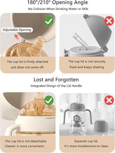 yanyoyo PPSU Spill Proof Weighted Sippy Cup for Toddlers, Baby's First Straw Cup with Handles and Adjustable Strap, Learner Water Bottle with 2 Silicone Nipples BPA Free, 6+ Months (Brown 10oz 1 Pack) in Kuwait
