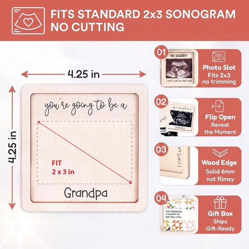 Hangwoous Hi Grandpa Pregnancy Announcement Ultrasound Frame | Sonogram Reveal Frame, Baby Announcement Gift For New Grandparents in Kuwait