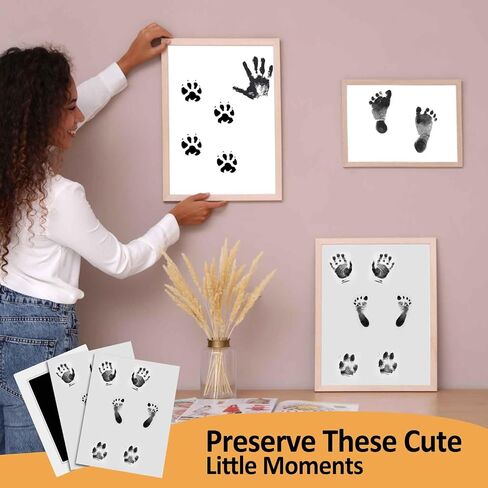32Pcs Inkless Baby Hand and Footprint Kit, Baby Handprint and Footprint Kit, Clean Touch Ink Pad Kit, Pet Paw Print Set for Feet and Hands Family Memory Keepsake,Paw Print Kit for Dogs Cats in Kuwait