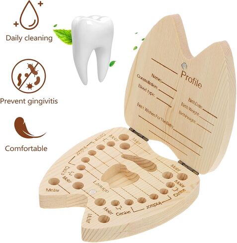 IMIKEYA Wooden Tooth Fairy Box for - Tooth Holder Keepsake Organizer for Childhood Memories in Kuwait