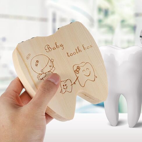 IMIKEYA Wooden Tooth Fairy Box for - Tooth Holder Keepsake Organizer for Childhood Memories in Kuwait