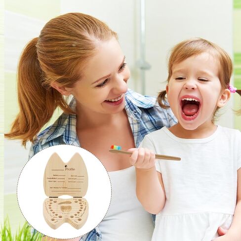 IMIKEYA Wooden Tooth Fairy Box for - Tooth Holder Keepsake Organizer for Childhood Memories in Kuwait