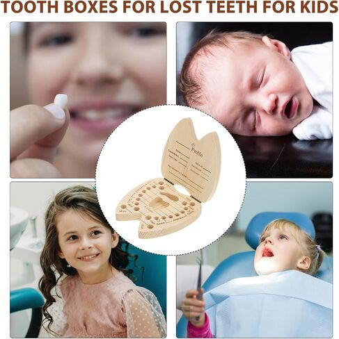 IMIKEYA Wooden Tooth Fairy Box for - Tooth Holder Keepsake Organizer for Childhood Memories in Kuwait